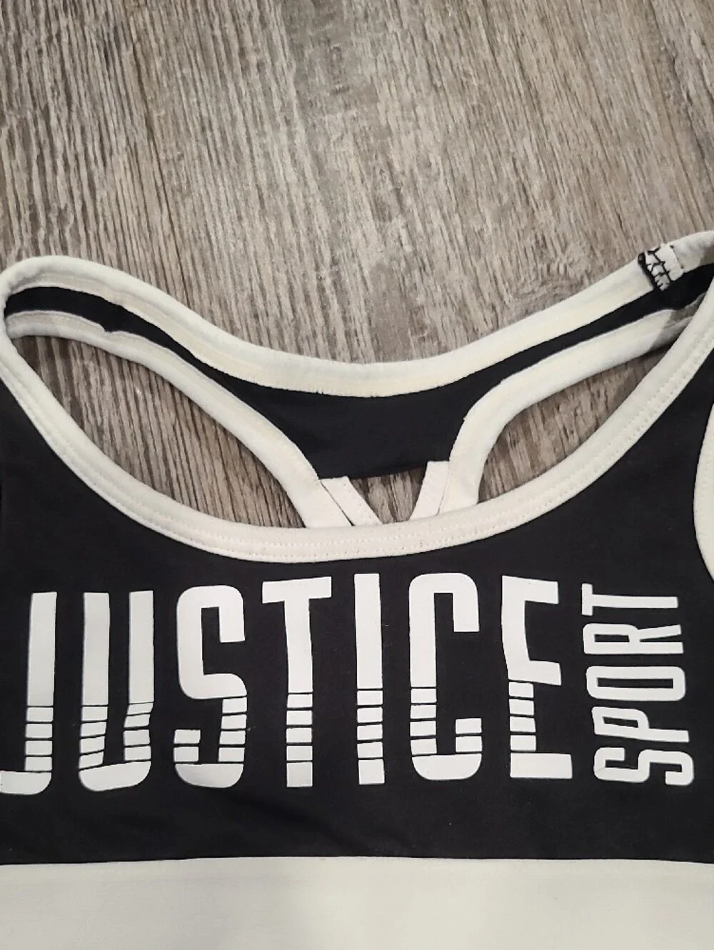 Justice Black and White Sports Bra Size 26